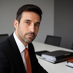 Collaborateur en contentieux civil et commercial consultant un dossier dans une salle de réunion sobre